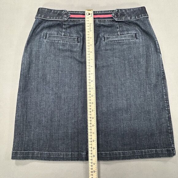 Talbots Skirt Women 10 Blue Jean Denim Knee Length Pockets Cotton Casual Stretch - Picture 6 of 14